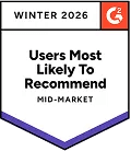 G2 Winter 2026 Users Most Likely To Recommend Mid-Market